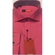Shirt fitted, deep pink color