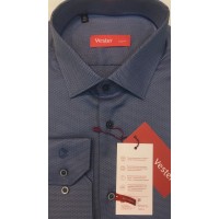 Combined shirt, fitted, gray-blue color,  Made of long-fiber Egyptian cotton. NON-IRON.