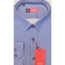 Fitted shirt, blue color, made of 100% cotton