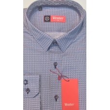 Shirt fitted, gray, with a pattern,  made of cotton with the addition of elastane.