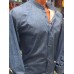 Рубашка с воротником-стойкой светло сине-серого (джинсового) цвета  с рисунком Vester