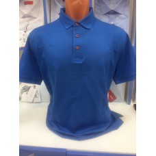 100% COTTON colletto BIANCO Polo shirt in rich blue color