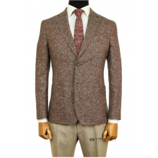 Пиджак из хлопка и льна коричневого цвета Truvor City